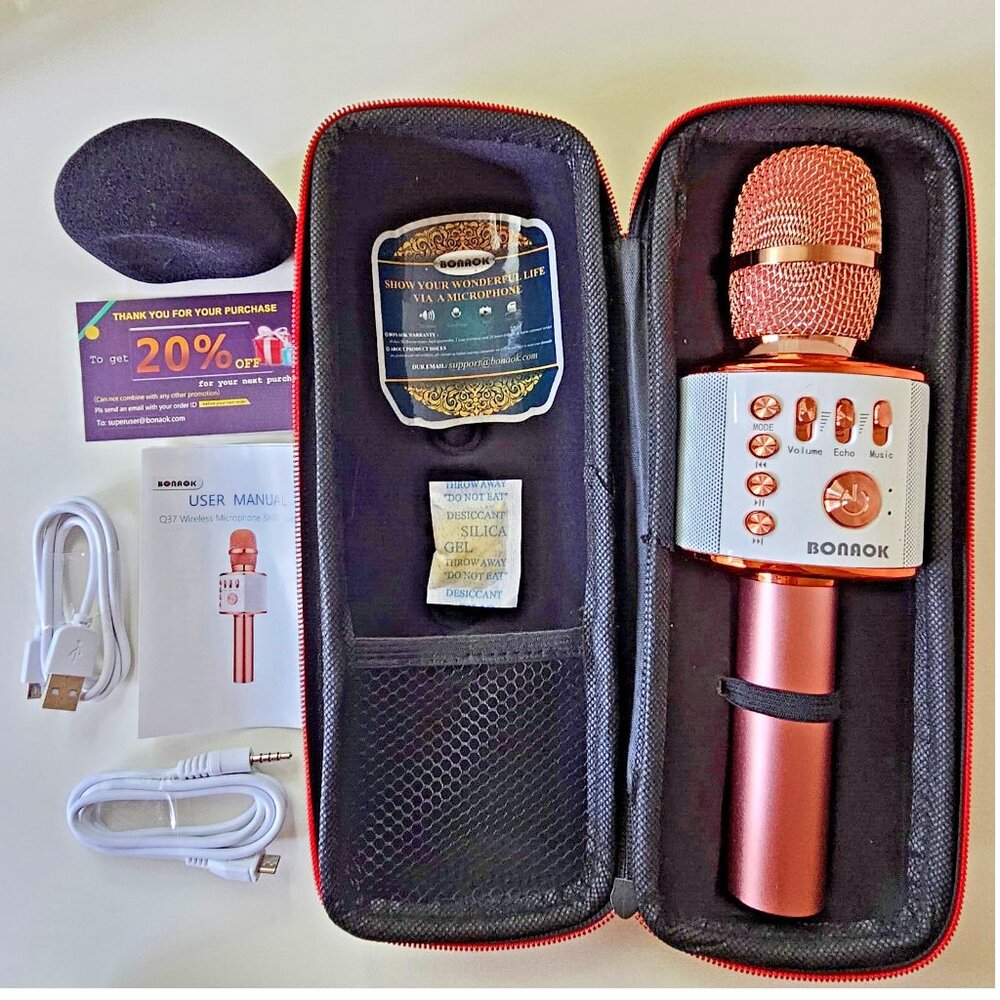 Bonnok Wireless Karaoke Microphone & Hifi Speaker Rose Gold